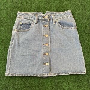 Levi’s Size 27 Denim Jean Full Button Mini Skirt Short Blue 200s Y2K